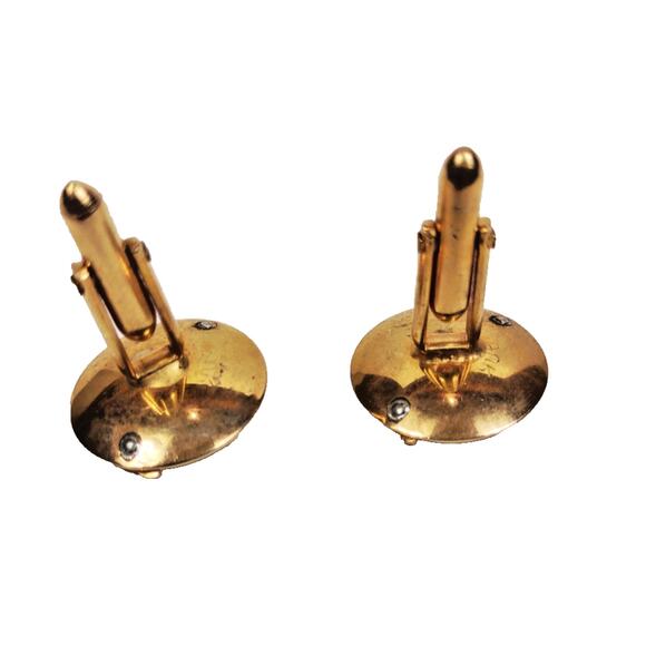 Vintage B Monogram Swank Gold Tone Cuff Links, Initial Letter, Round 3/4" - Picture 4 of 5